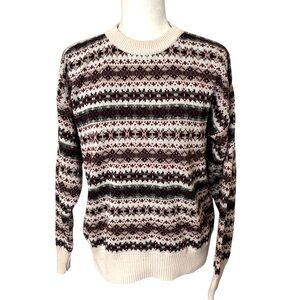 BROOKCRAFT Cotton Fair Isle Crew Neck Sweater Size Medium